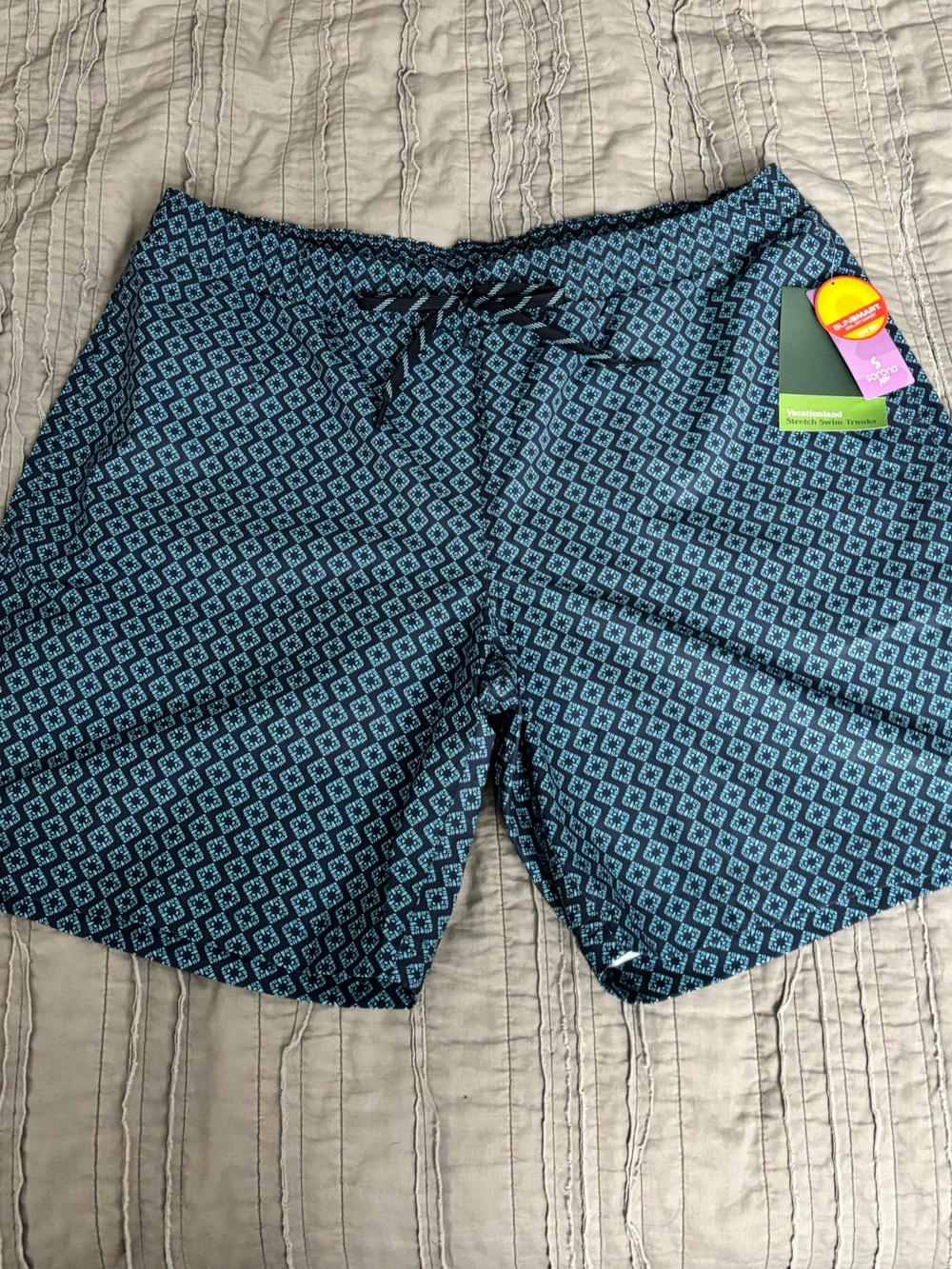 L.L. Bean Blue Geometric Swim Board Shorts